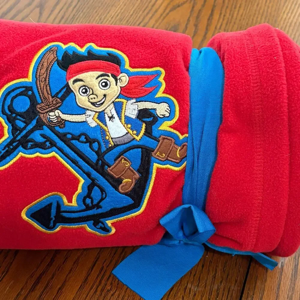 Disney Store Jake and the Neverland Pirates Red Embroidered Throw Blanket
